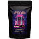 Medium Roast Amaretto Flavored Coffee in gaming-themed packaging, For the Love of the Game blend with almond and cherry notes.