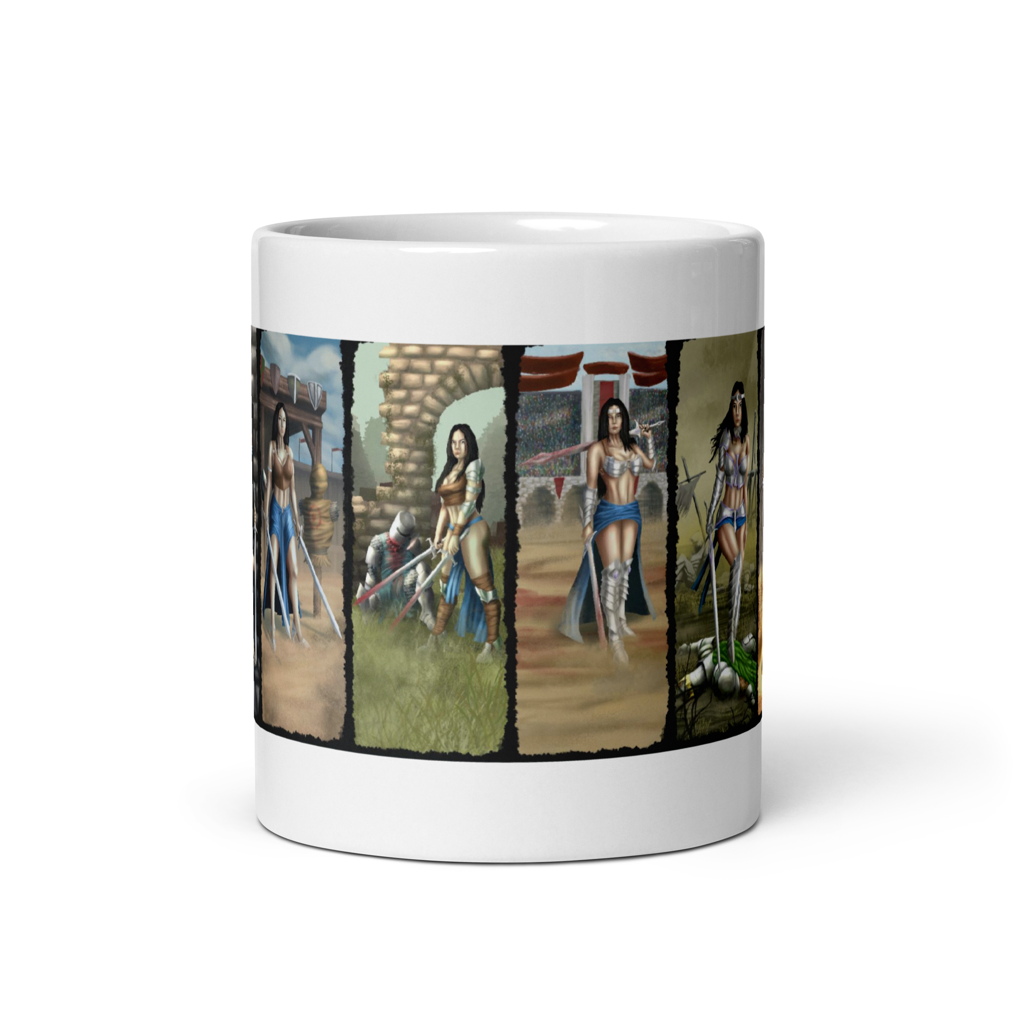 "Gamers Don't Age ceramic mug with vivid gaming-themed artwork, sturdy and glossy, perfect for coffee or tea, microwave safe"