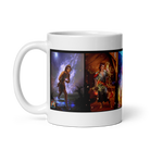 "Level Up mug with vivid character art design, ceramic, dishwasher and microwave safe, available in 15 oz and 20 oz sizes"